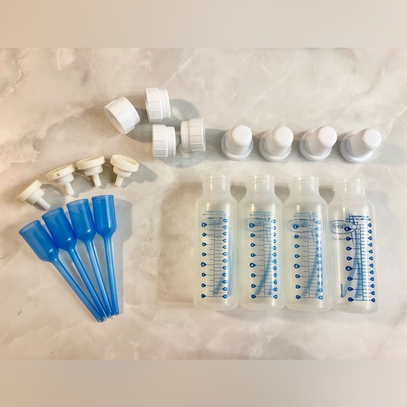 Dr. Brown’s Lot of 6 Clear & Blue 8 oz Baby Bottles Lids Vents Seals 30 Pieces - Picture 4 of 4